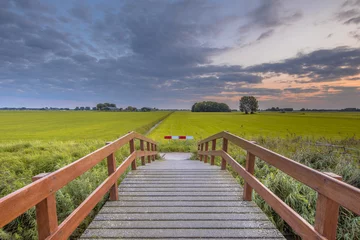 Fotobehang Wooden bridge in agricultural landscape © creativenature.nl