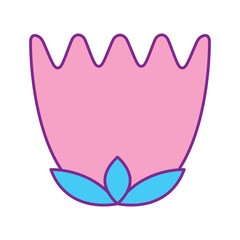 flower leave decoration natural vector illustration pink and blue design