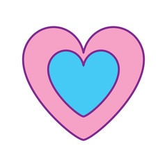 cute heart in love decoration vector illustration pink and blue design