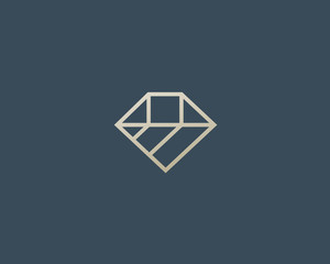 Diamond logo design. Linear brilliant vector logotype