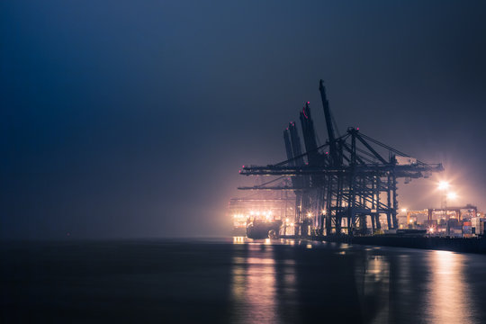 container terminal at night,China.
