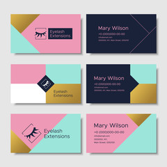 Branding for salon eyelash extension, shop cosmetic products, lashmaker, stylist. Logo, business card. Vector illustration in modern style