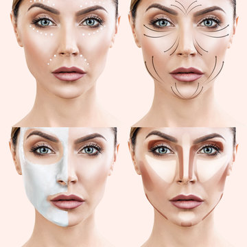 Woman step by step makes skin care procedures.
