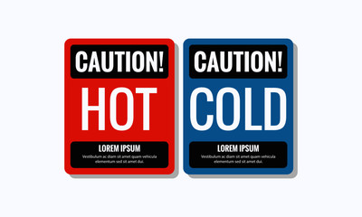Hot and Cold Caution Sign Sticker with Text Box Template