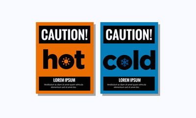 Hot and Cold Caution Sign Sticker with Text Box Template