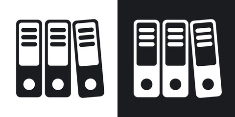 Vector ring binders icon. Two-tone version on black and white background