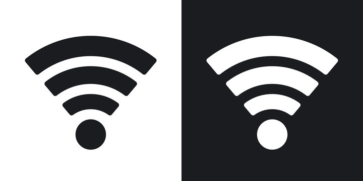 Vector wireless network icon. Two-tone version on black and white background