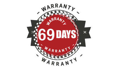 69 days warranty icon vintage rubber stamp guarantee