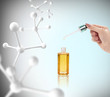 Anti-aging cosmetics oil for skin among molecules.
