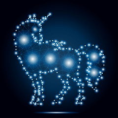 Unicorn polygon dots blue stars 3-3