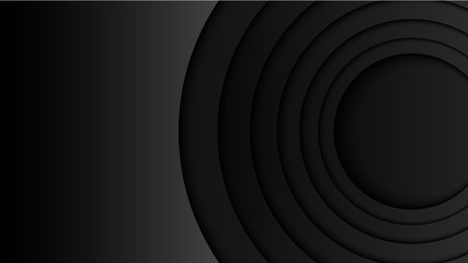 Abstract dark circles layers on black background with paper art style.For business template.Vector illustration.