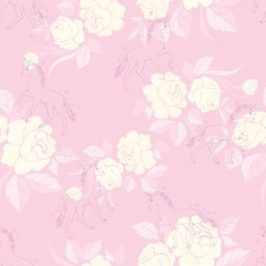 Unicorn and rainbow seamless pattern isolated on white background