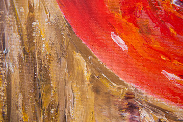 Artists oil paints multicolored closeup abstract background red and yellow