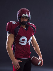 American Football Player isolated on gray