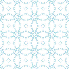 White and blue geometric ornament. Seamless pattern