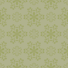 Olive green floral seamless pattern