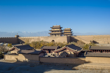 Jiayuguan castle, west end of Great Wall, Gansu of China