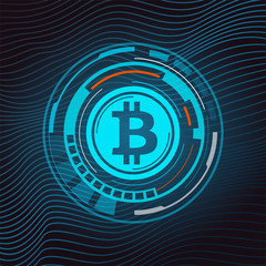Abstract technology bitcoin symbol. Virtual money. Digital currency, vector illustration