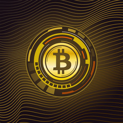 Abstract technology bitcoin symbol. Virtual money. Digital currency, vector illustration
