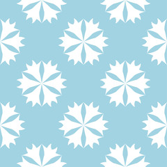 White floral seamless pattern on blue background