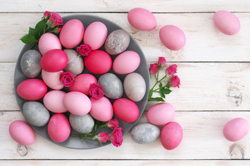 Pink and grey Easter eggs