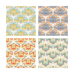 Set of 4 seamless patterns in soft faint colors