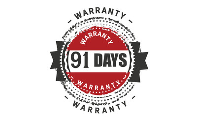 Fototapeta na wymiar 91 days warranty icon vintage rubber stamp guarantee