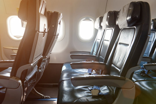 Row of seats in airplane