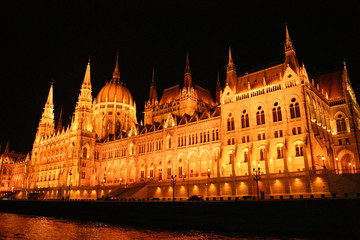 Fototapeta na wymiar Illumination of the parliament building in Budapest