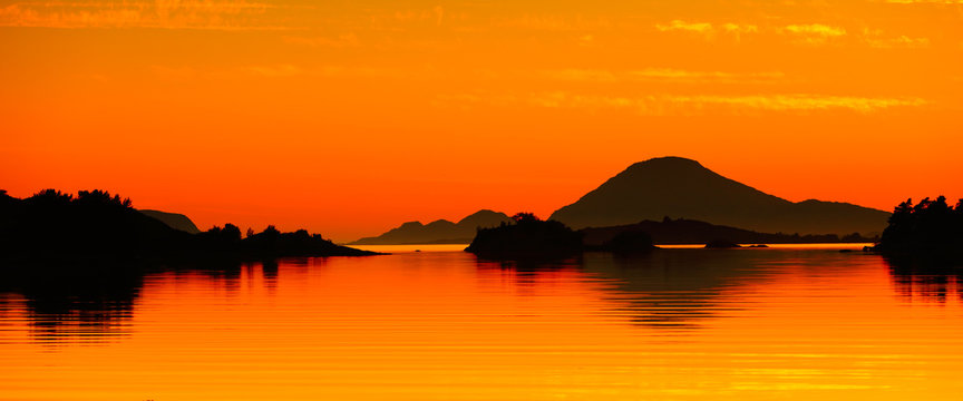 Beautiful orange seascape at sunset