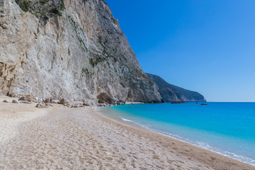 katsiki beach, deep blue sky and sea, lefkas, greece