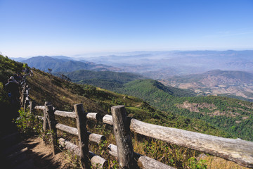 Fototapeta na wymiar Doi Inthanon National Park Kew Mae Pan, The top highest mountain of Thailand