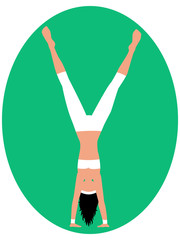 Girl doing an exercise handstand