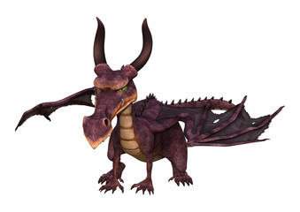 3D Rendering Fantasy Dragon on White