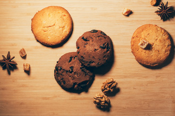 round crunchy sweet biscuits with candied fruit and nuts