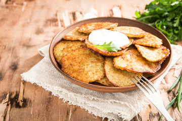 Draniki - potato fritters. potato pancakes. The naitonal dish of Belarus, Ukraine and Russia.