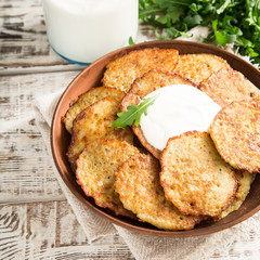 Draniki - potato fritters. potato pancakes. The naitonal dish of Belarus, Ukraine and Russia.