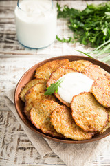 Draniki - potato fritters. potato pancakes. The naitonal dish of Belarus, Ukraine and Russia.