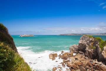 Lighthouse on the small island,Santander, Spain