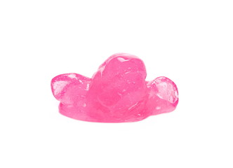 Pink modelling, plastic clay lump isolated on white background