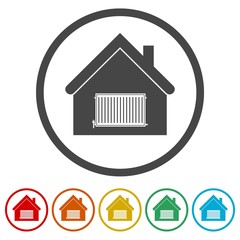 Radiator in house icon - vector Illustration, 6 Colors Included