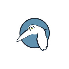 emblem of flying owl on blue round