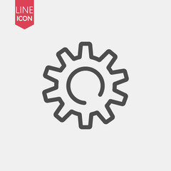 Setting thin line icon vector, Tools, Cog, Gear Sign Isolated on white background. Help options account concept. Flat style for graphic design, logo, Web site, social media, UI, mobile app,