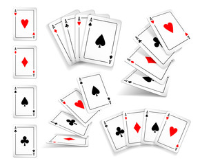 Several variants Set of four aces deck of cards