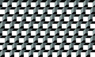 Seamless cubic geometric gray white black no lines pattern vector illustration. 