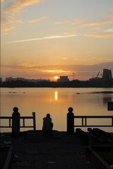 Sunrise over the Siagon River. Ho Chi Minh City, Vietnam