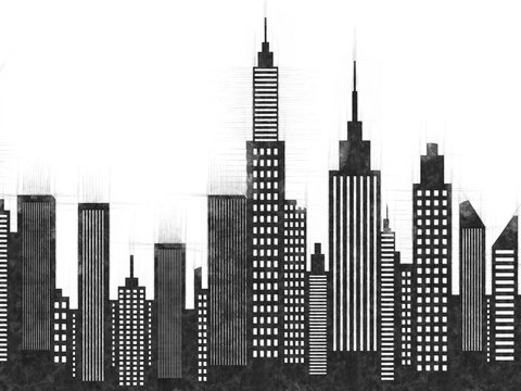 Modern American City Buildings And Skyscrapers Illustration