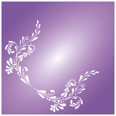 Fototapeta na wymiar simple floral ornament on violet background