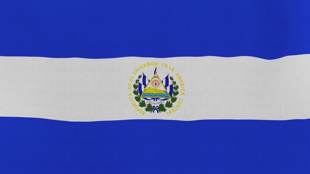 Loopable: Flag of El Salvador...Salvadoranf official flag gently waving in the wind. Highly detailed fabric texture for 4K resolution. 15 seconds loop.