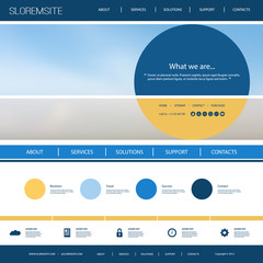 Website Design Template for Your Business with Blurred Cloudy Sky Image